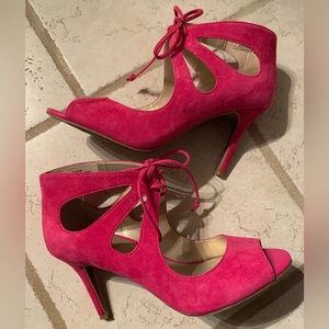 Fuchsia Pink Genuine Suede Heels size 8